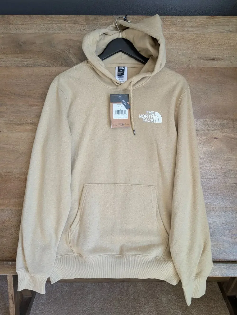 The North Face Hoodie Mens Medium Tan Fleece Lined Regular Fit Long Sleeve NWT